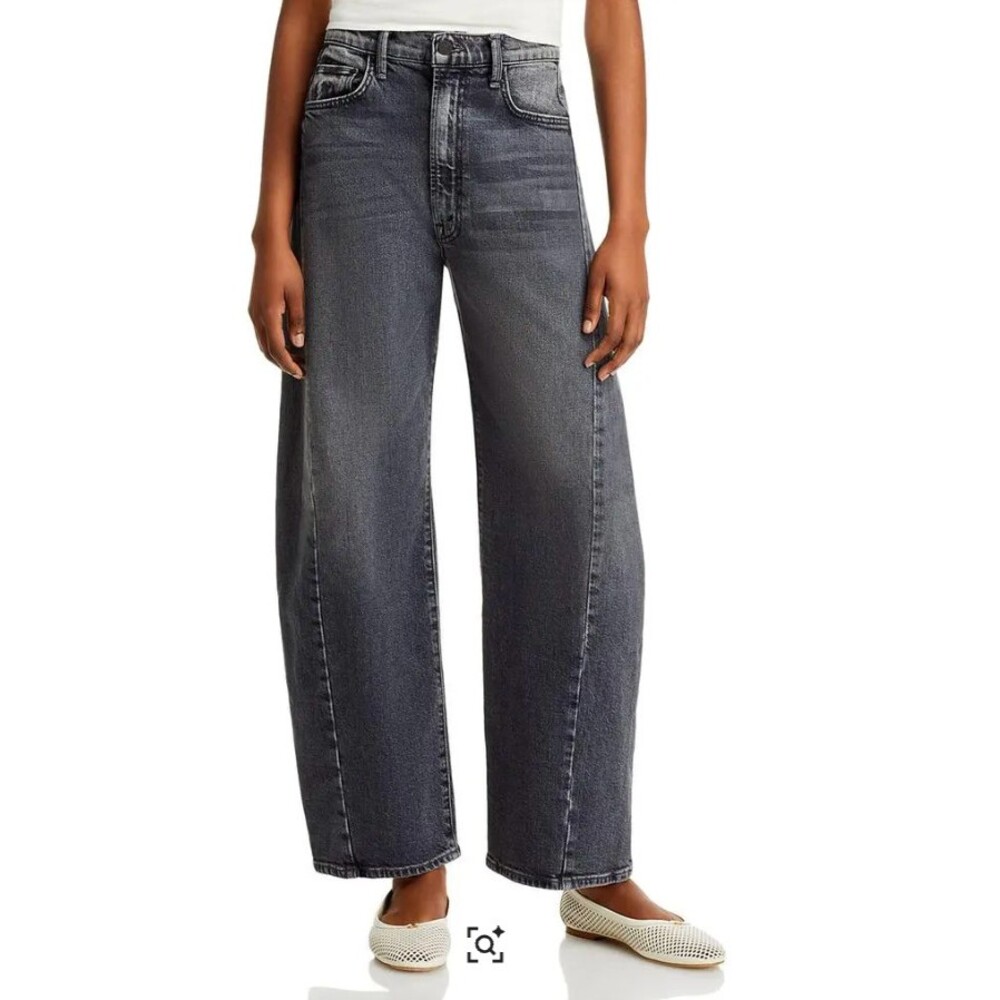 MOTHER The Half Pipe Flood High Rise Jeans in Outta Sight Washed Black Size 27